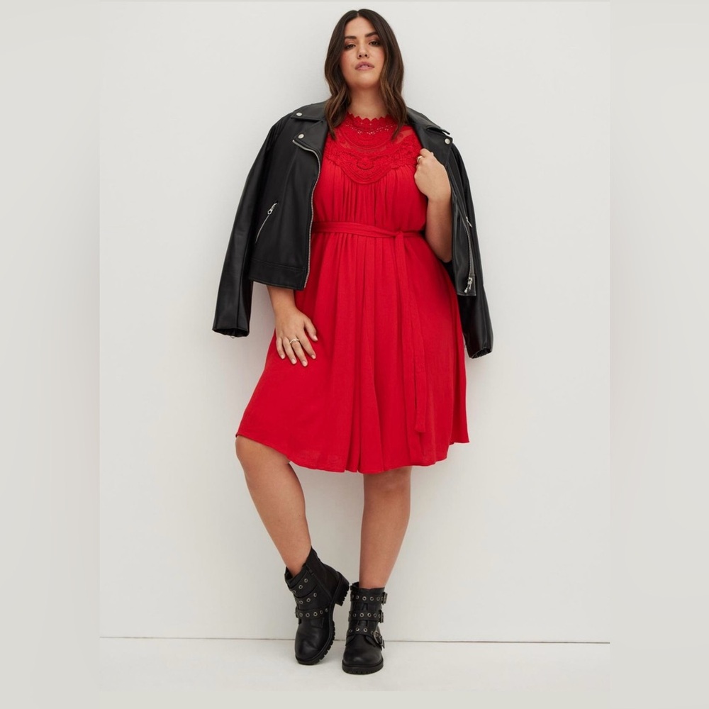 Torrid Red Mini Dress with Lace Detail